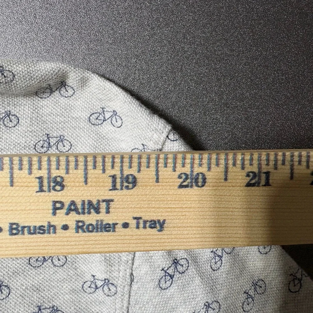 Banana Republic Organic Cotton Pique Polo Mens XL Gray Blue Bicycle Print Shirt